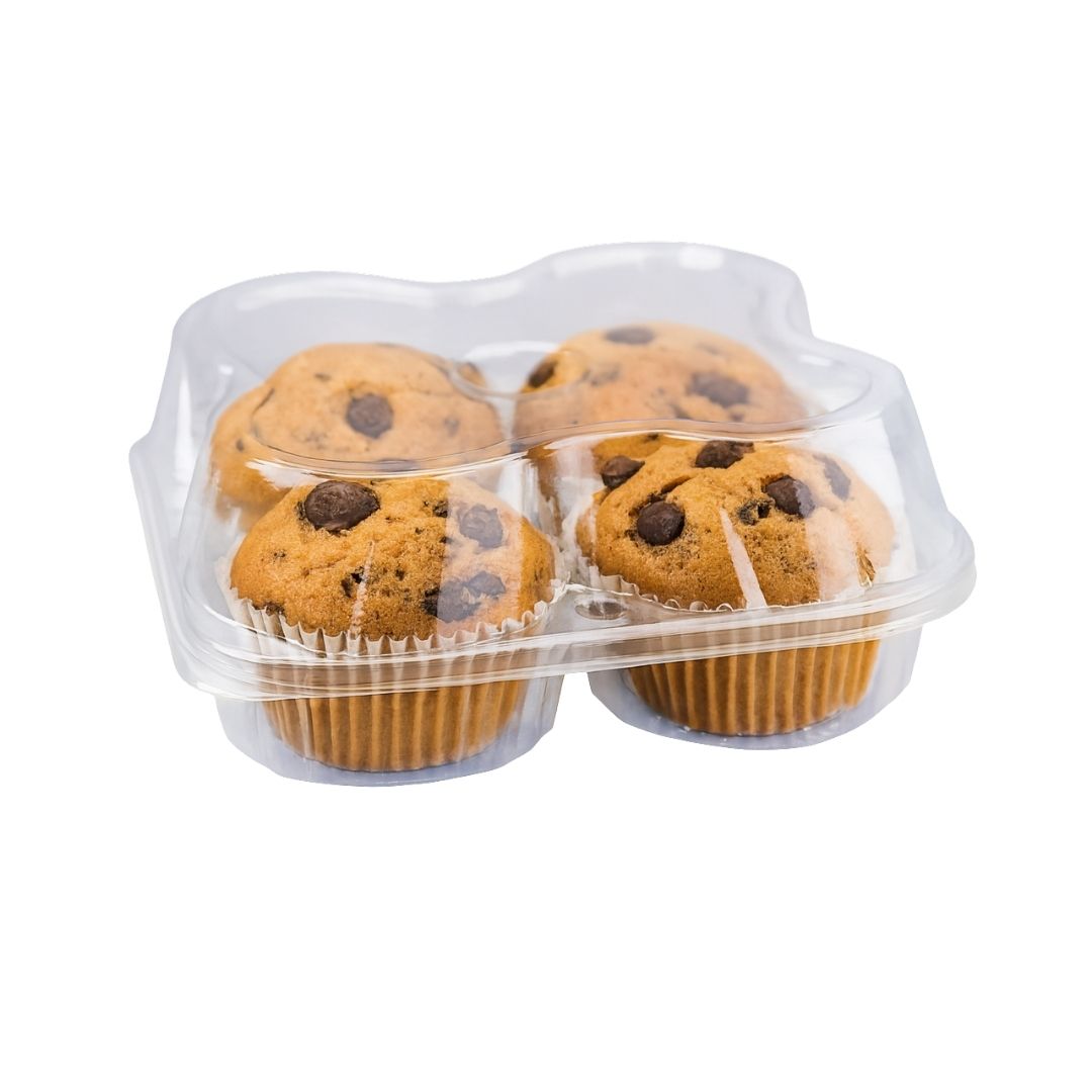 Envase Cupcake Alto 4 Depósitos Traslúcido