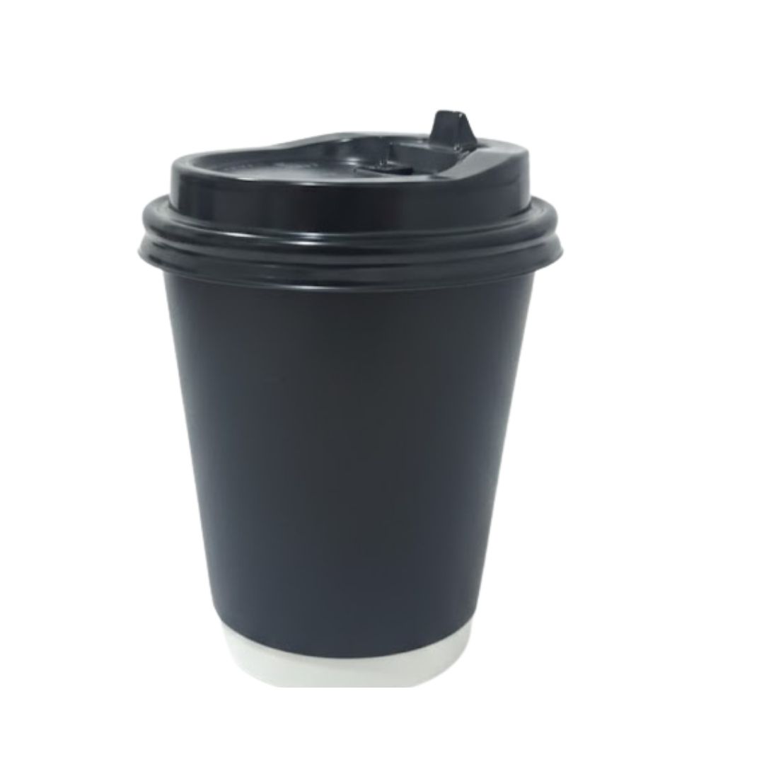 Vasos Capuchino #12 negro con tapa